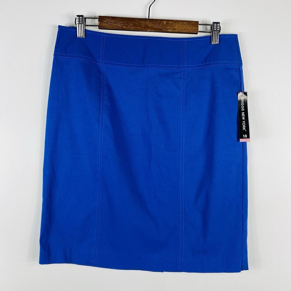 Briggs New York Size 10 Stretch Straight Pencil Skirt Blue Work Career Business